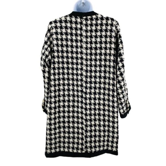 Pomander Place | NEW Coco Tweed Houndstooth Bow Mini Dress Black White Size XL - Picture 7 of 12